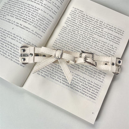 Faux Layered Bow Leather Choker