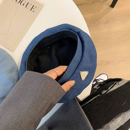 Plain Panel Beret Denim