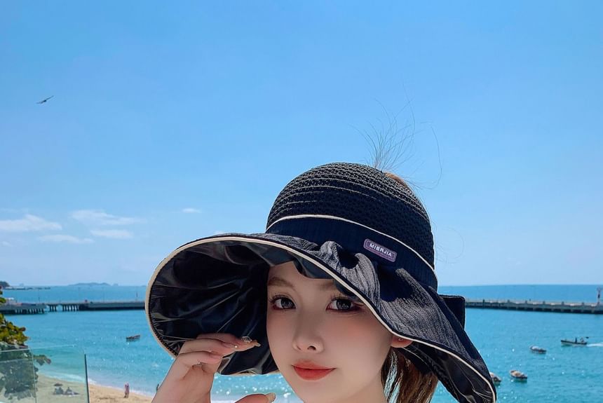 Ruched Panel Bow Hat Sun