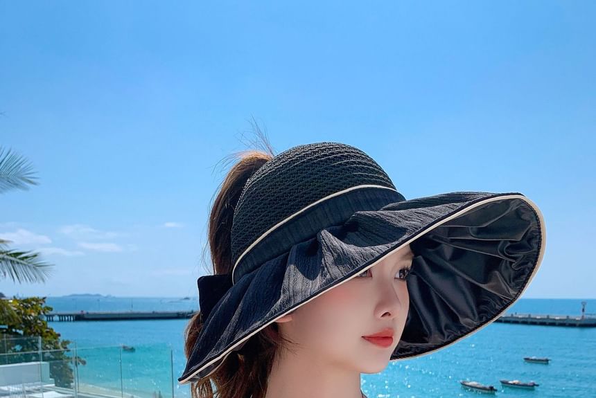 Ruched Panel Bow Hat Sun