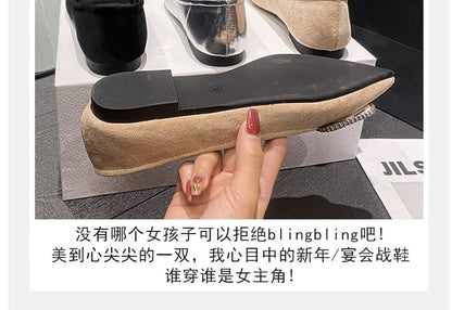 Ballerines à bout pointu avec strass