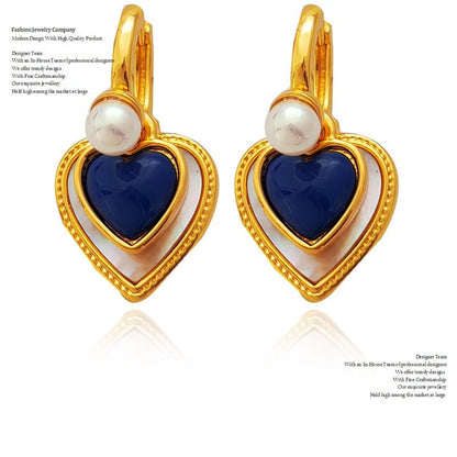 Heart Faux Pearl Alloy Drop Earring