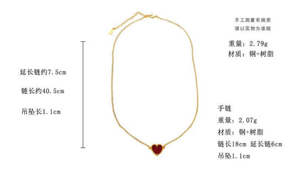 Heart Resin Pendant Alloy Necklace / Bracelet