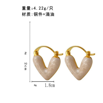 Heart Glaze Alloy Huggie Earring