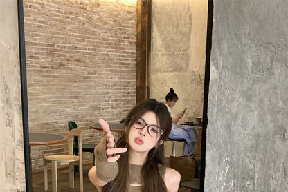 Round Top Mini Skirt Cutout Mid Pencil Waist Faux / Neck Leather Sleeveless