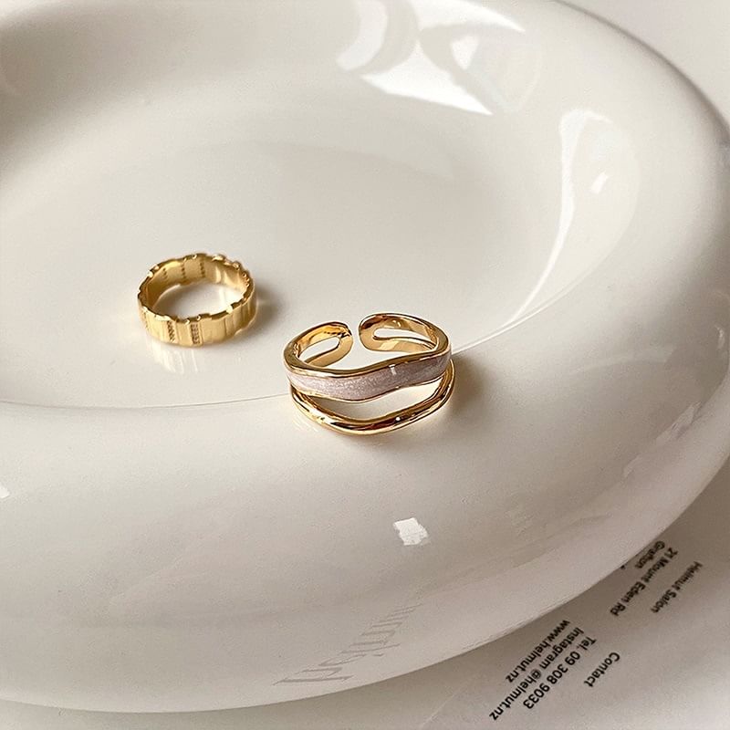 Ring Open Layered / Rhinestone Alloy Glaze