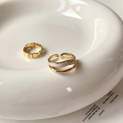 Ring Open Layered / Rhinestone Alloy Glaze