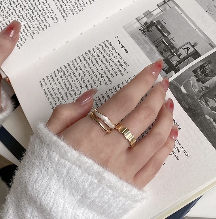 Ring Open Layered / Rhinestone Alloy Glaze