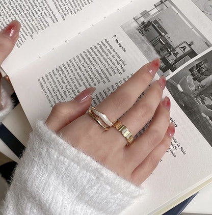 Ring Open Layered / Rhinestone Alloy Glaze