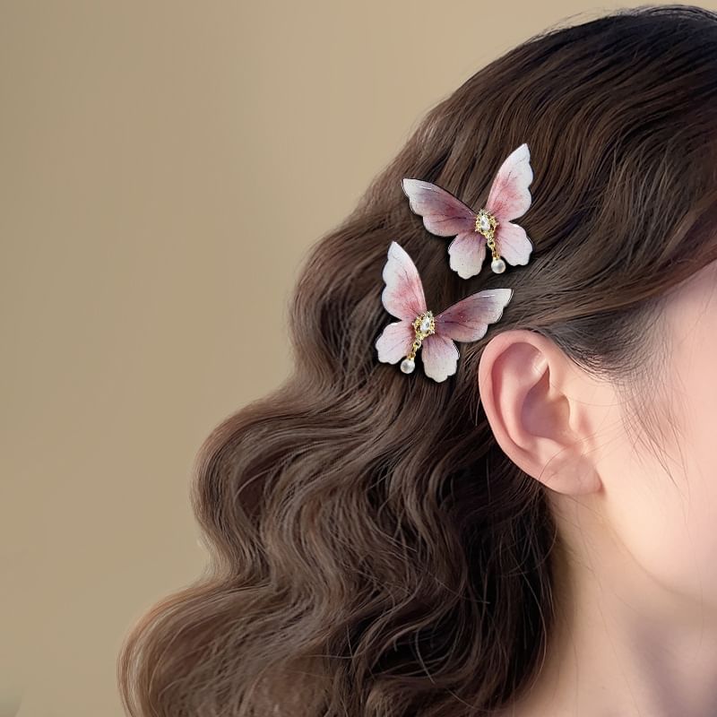 Alloy Rhinestone Butterfly Hair Clip