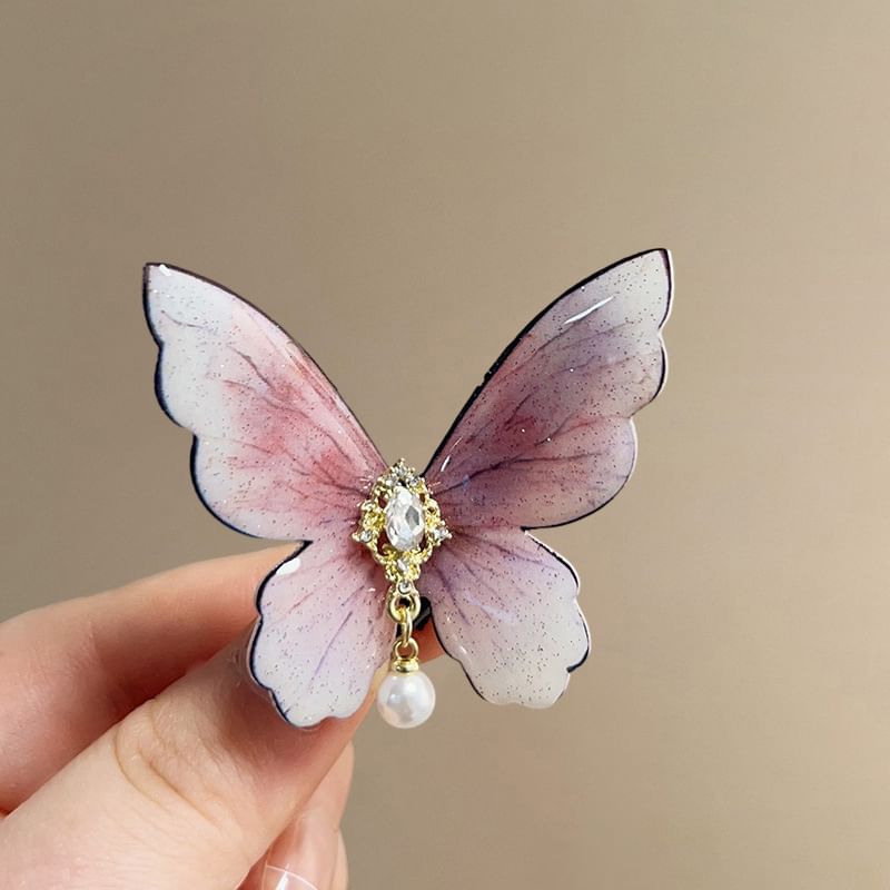 Alloy Rhinestone Butterfly Hair Clip