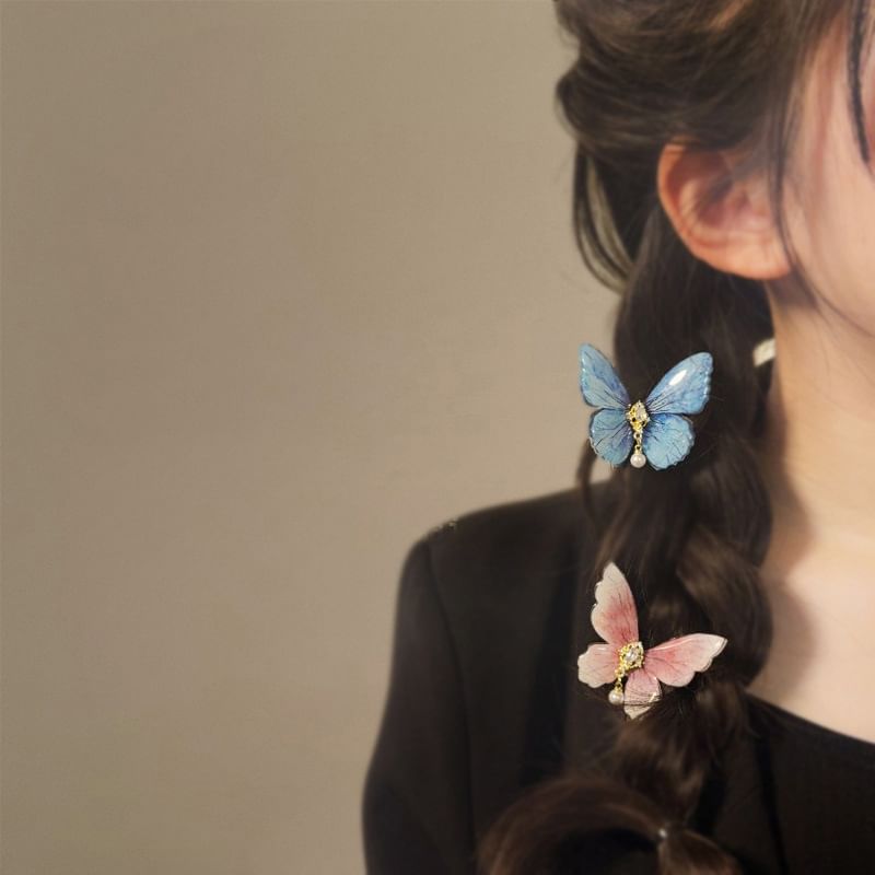 Alloy Rhinestone Butterfly Hair Clip