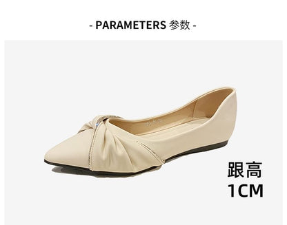 Pointed-Toe Bow Rhinestone Flats