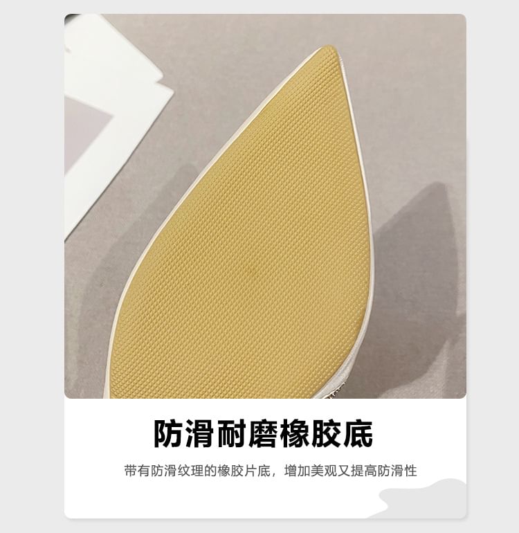 Slippers Chunky-Heel Rhinestone Pointed-Toe