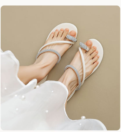 Rhinestone Toe Loop Slide Sandals