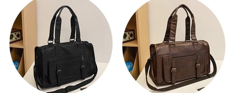 Faux Plain Bag Leather Carryall