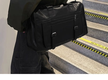 Faux Plain Bag Leather Carryall