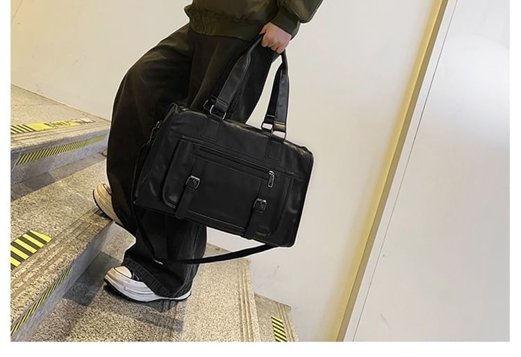 Faux Plain Bag Leather Carryall