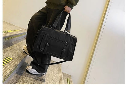 Faux Plain Bag Leather Carryall