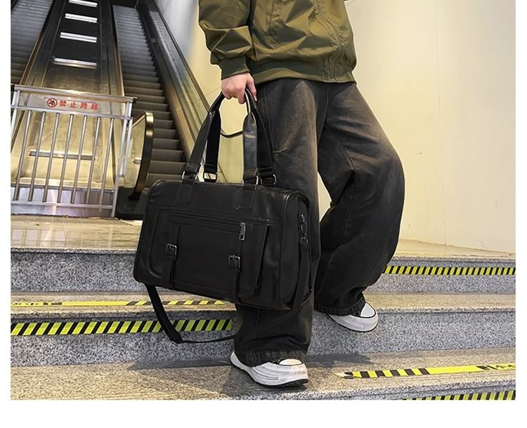 Faux Plain Bag Leather Carryall