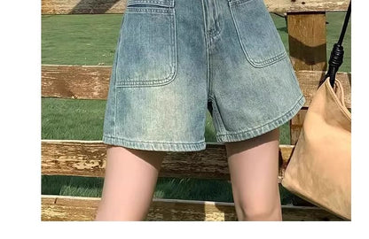 Washed Shorts High Waist Denim