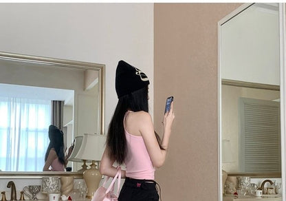 Bow Pants Leg Embroidered Tie-Up Wide Mid Waist