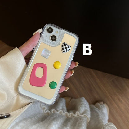 Heart Applique Mirror Phone Case For iPhone 11, 11 Pro Max, 12/12 Pro, 12 Pro Max, 13, 13 Pro, 13 Pro Max, 14, 14 Plus, 14 Pro, 14 Pro Max, 15, 15 Pro, 15 Pro Max
