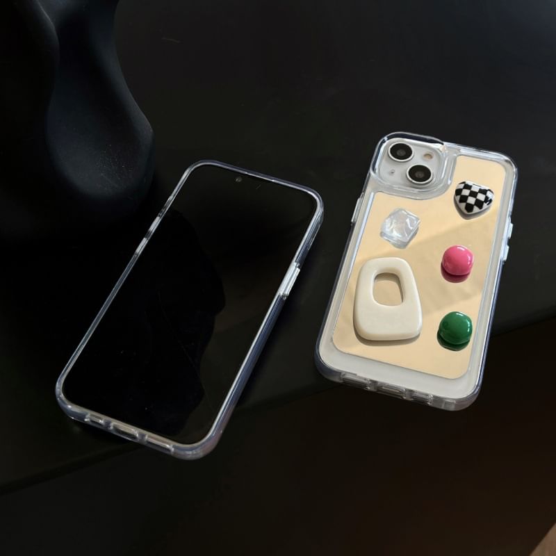 Heart Applique Mirror Phone Case For iPhone 11, 11 Pro Max, 12/12 Pro, 12 Pro Max, 13, 13 Pro, 13 Pro Max, 14, 14 Plus, 14 Pro, 14 Pro Max, 15, 15 Pro, 15 Pro Max