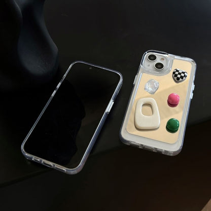 Heart Applique Mirror Phone Case For iPhone 11, 11 Pro Max, 12/12 Pro, 12 Pro Max, 13, 13 Pro, 13 Pro Max, 14, 14 Plus, 14 Pro, 14 Pro Max, 15, 15 Pro, 15 Pro Max