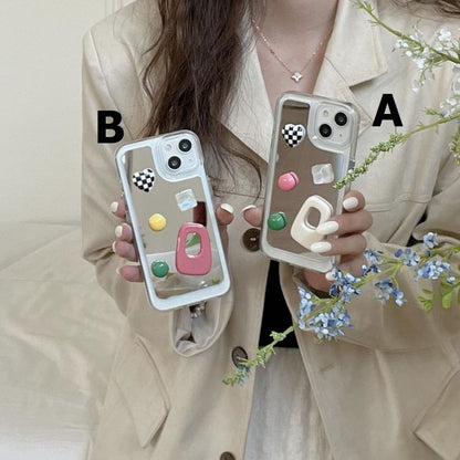 Heart Applique Mirror Phone Case For iPhone 11, 11 Pro Max, 12/12 Pro, 12 Pro Max, 13, 13 Pro, 13 Pro Max, 14, 14 Plus, 14 Pro, 14 Pro Max, 15, 15 Pro, 15 Pro Max