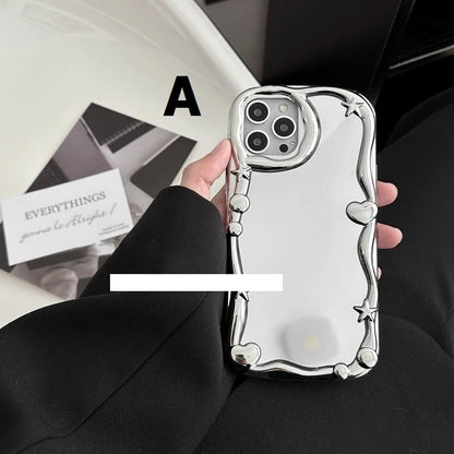 Heart Embossed Mirror Phone Case For iPhone 11, 11 Pro Max, 12/12 Pro, 12 Pro Max, 13, 13 Pro, 13 Pro Max, 14, 14 Plus, 14 Pro, 14 Pro Max, 15, 15 Pro, 15 Pro Max