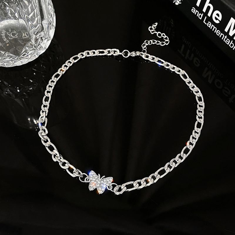 Butterfly Rhinestone Alloy Choker