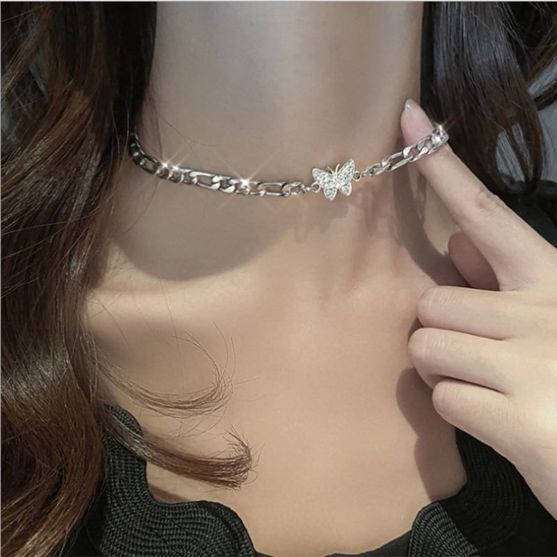 Butterfly Rhinestone Alloy Choker