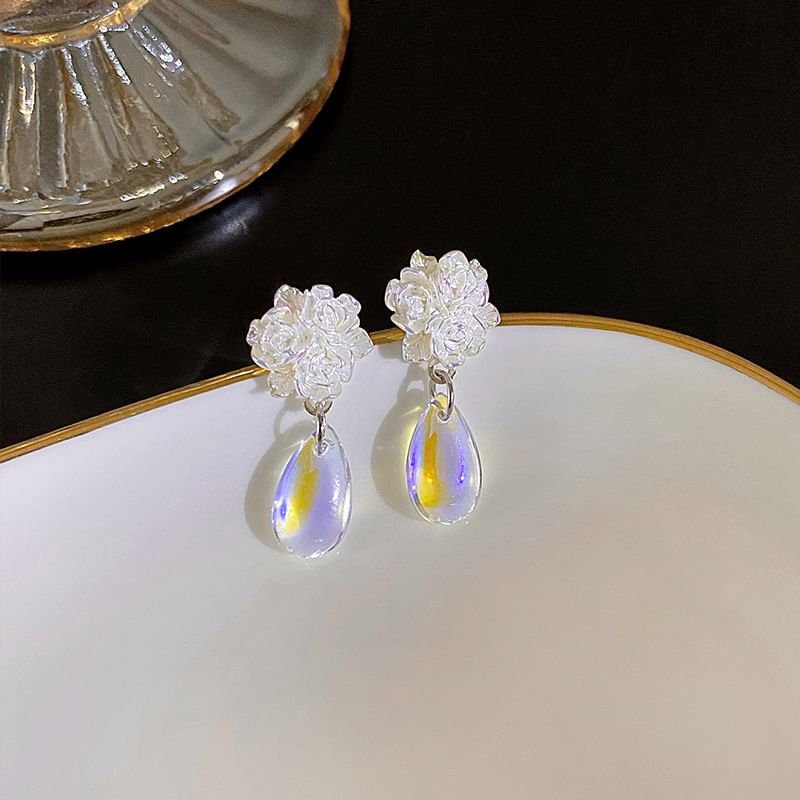 Floral Faux Crystal Alloy Drop Earring