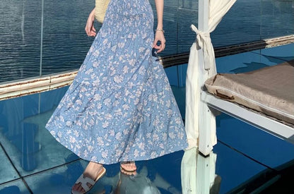 Sundress Maxi Cutout Strap Spaghetti Floral