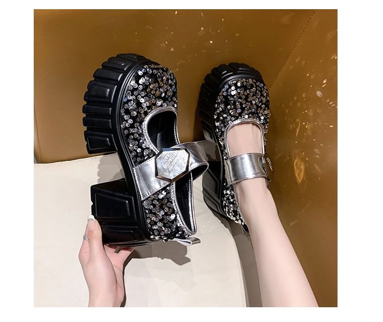 Shoes Mary Sequined Jane Platform