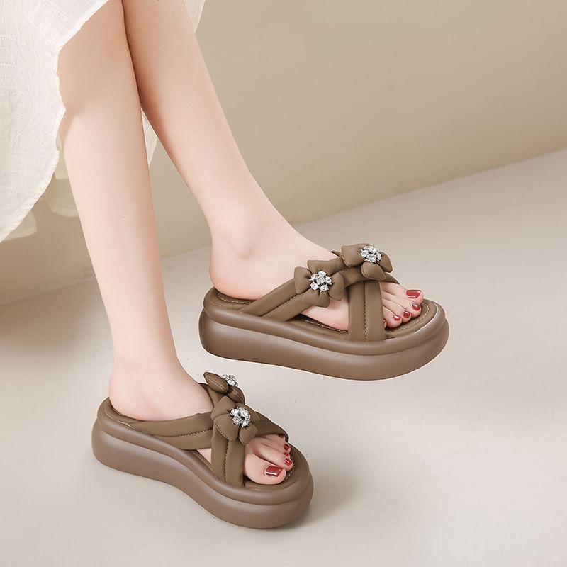 Sandals Slide Flower Platform