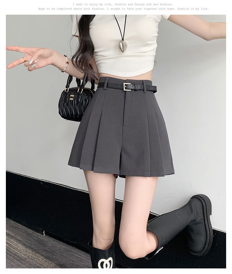 High Waist Plain Wide Leg Dress Shorts