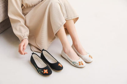 Embroidered Flower Flats