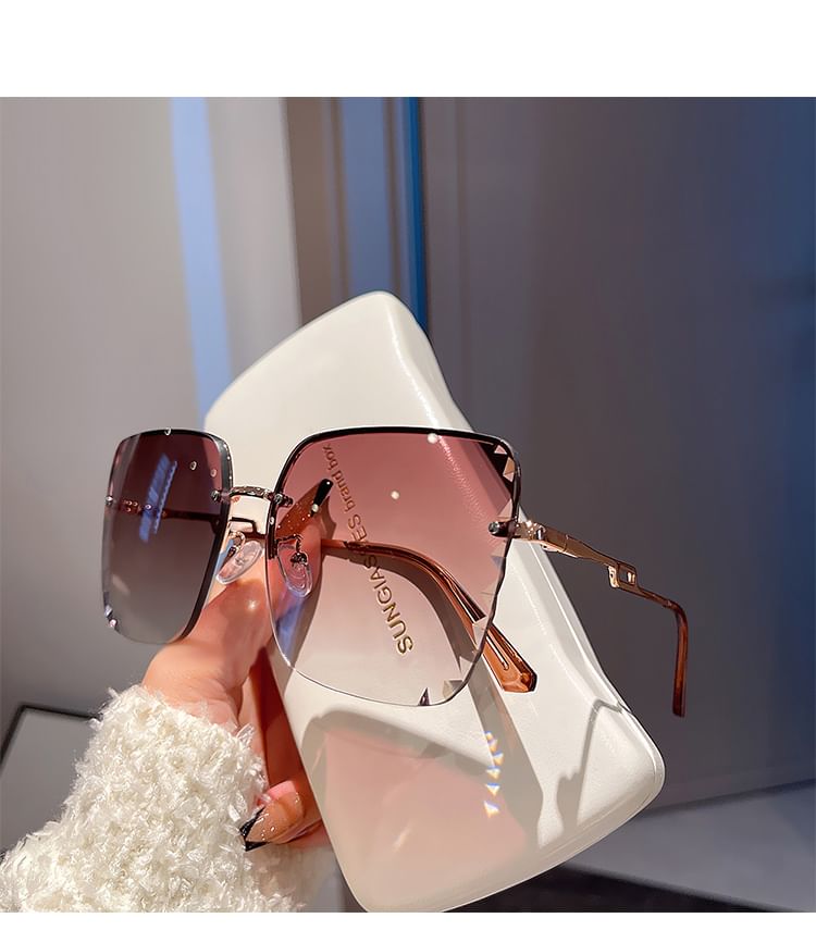 Sunglasses Cut Diamond Half Frame Square