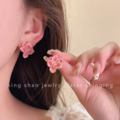 Ear Floral Glaze Clip-On / Stud Earring