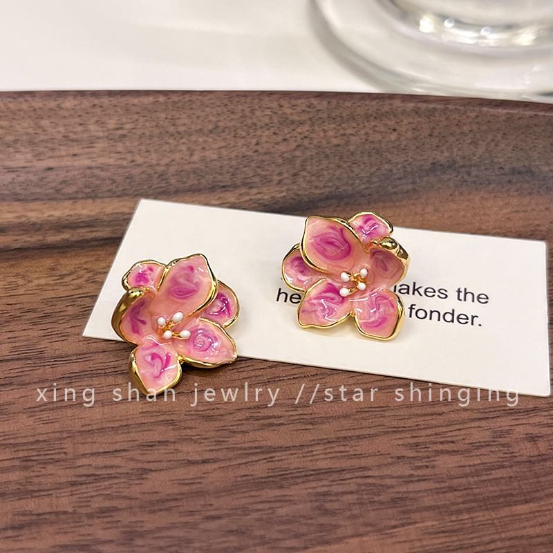 Ear Floral Glaze Clip-On / Stud Earring