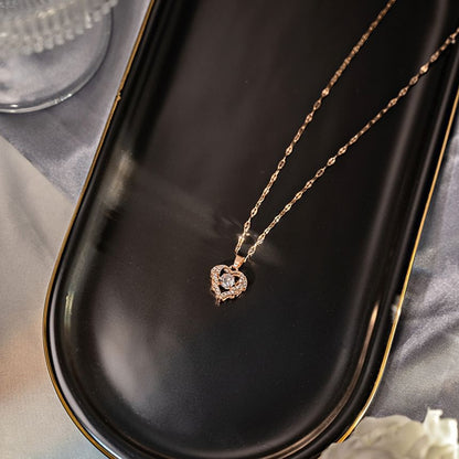 Rhinestone Heart Pendant Necklace