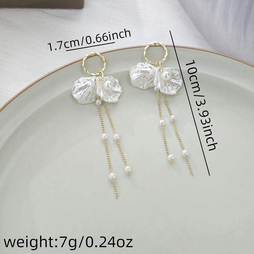 Faux Pearl Shell Drop Earring / Clip On Earring