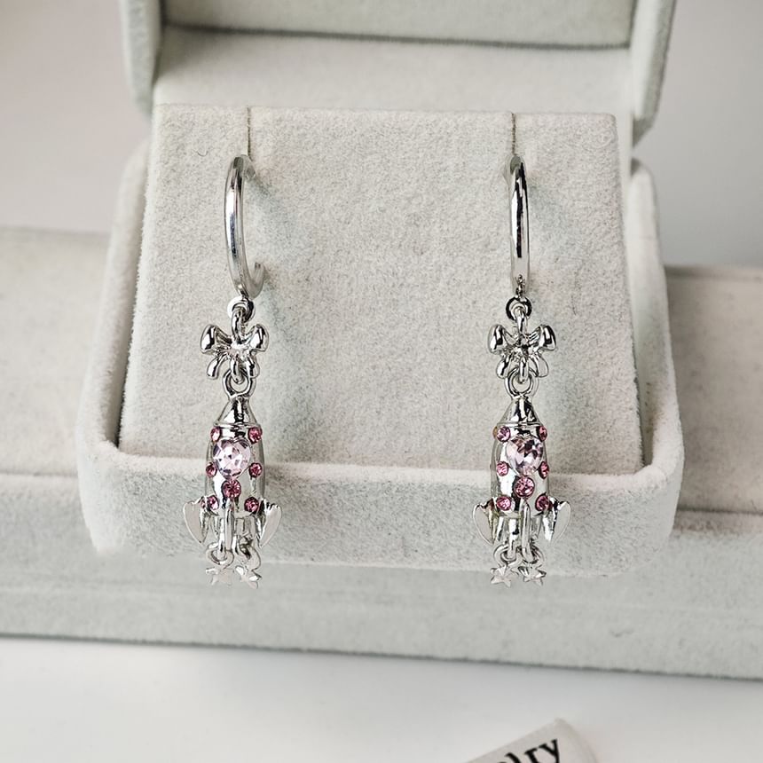 Rhinestone Rocket Hoop Drop Earring