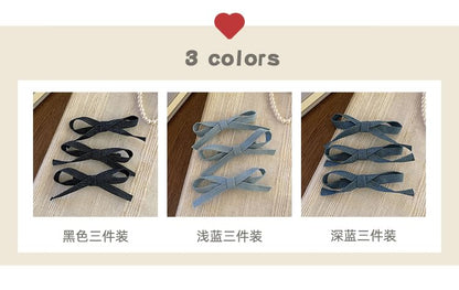 Set of 3: Bow Denim Hair Clip