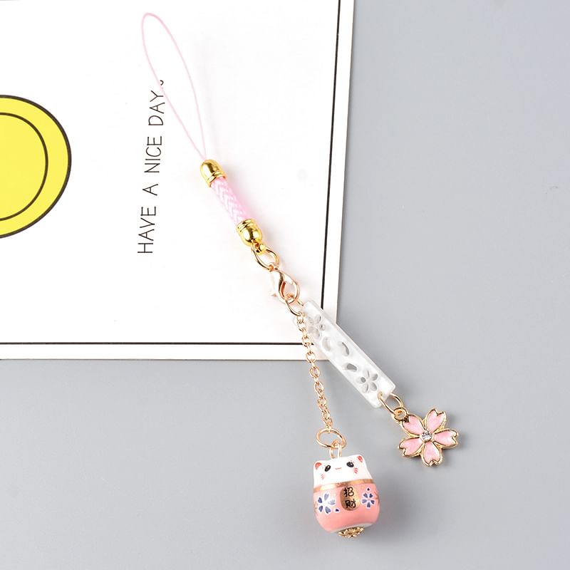 Lucky Cat Sakura Phone Charm