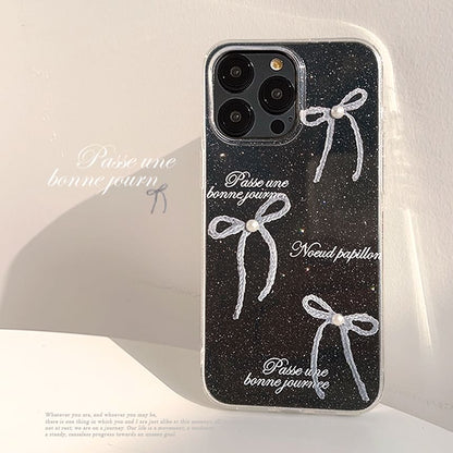 Phone Pearl Case Bow Faux