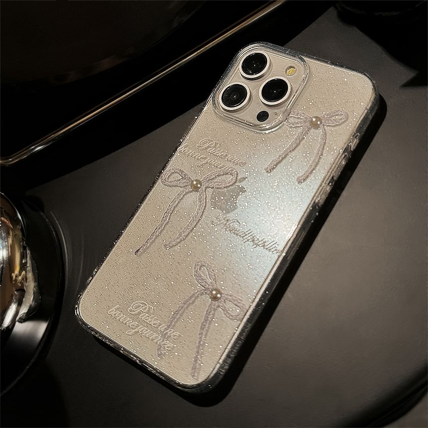 Phone Pearl Case Bow Faux