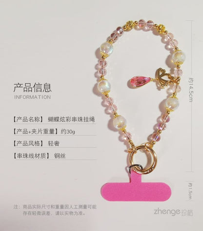 Dragonne de téléphone en faux cristal avec coussinet pour cordon